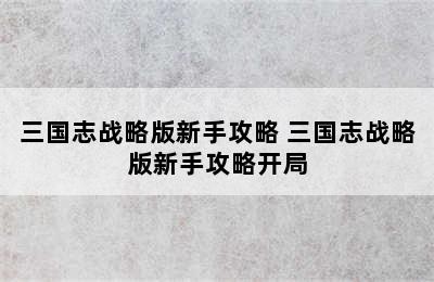 三国志战略版新手攻略 三国志战略版新手攻略开局